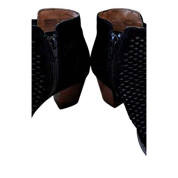 Vionic Women's Chryssa Open Toe Suede Heeled Ankle Booties Boots 6 Black Zip - Picture 6 of 9